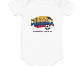 Colombia voetbal babyrompertje, WK Colombia bodysuit, baby voetbalfan outfit, voetbal babycadeau WK 26