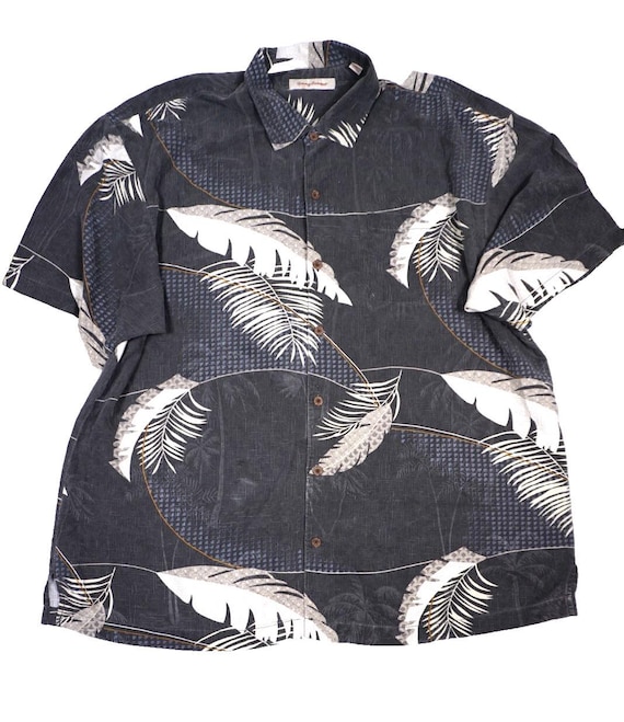 Vintage 90s Tommy Bahama Silk Hawaiian Shirt Mens XXL Tropical Camp Collar Aloha