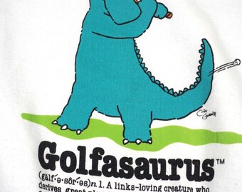 Sudadera vintage de los 80 con estampado de dinosaurios de golf para hombre, talla grande, diseño de dibujos animados de Cliff Galbrath (EE. UU.)