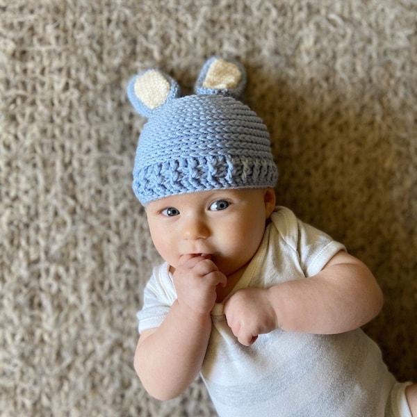 CROCHET PATTERN / Bunny Ears Hat / Baby Crochet Beanie / Easter Bunny Hat / PDF Crochet Pattern