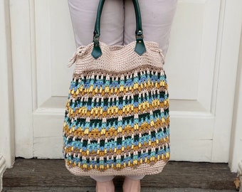 CROCHET PATTERN / Hayden Mosaic Crochet Tote Bag / PDF crochet pattern / Summer crochet bag