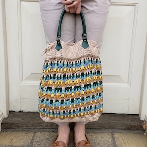 CROCHET PATTERN / Hayden Mosaic Crochet Tote Bag / PDF crochet pattern / Summer crochet bag image 1