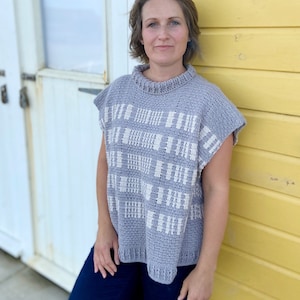 CROCHET PATTERN - Women&#39;s Oversized Poncho - Barcode Poncho Crochet PDF Pattern - Crochet Sweater Pattern