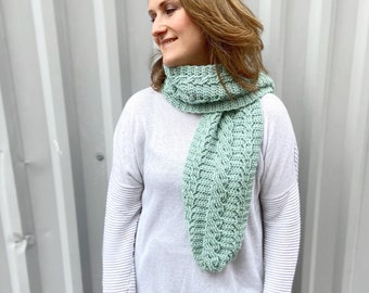 CROCHET PATTERN / Mint Cable Crochet Scarf Pattern/Crochet Winter Scarf/ Cable Stitch/ Intermediate Crochet Scarf