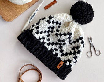 CROCHET PATTERN / Widcombe c2c Crochet Hat Pattern / corner to corner crochet / winter crochet beanie pattern / PDF crochet pattern