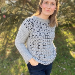 CROCHET PATTERN / Textured Crochet Sweater Pattern / Florence Jumper Pattern / Crew Neck Sweater / Turtle Neck Pullover Pattern PDF