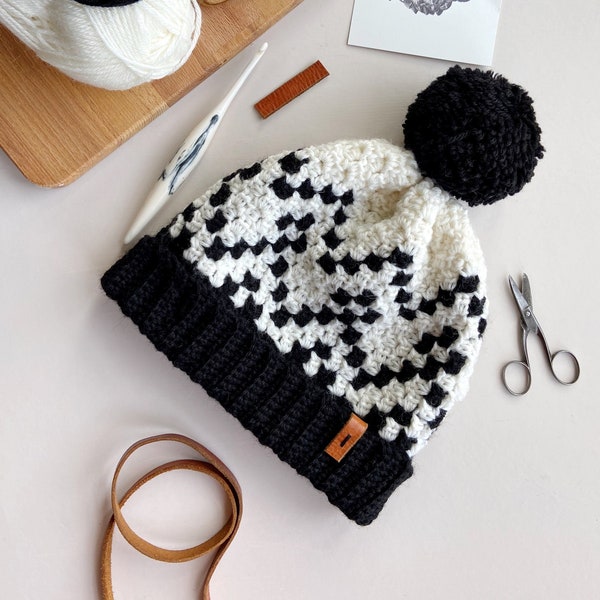 CROCHET PATTERN / Widcombe c2c Crochet Hat Pattern / corner to corner crochet / winter crochet beanie pattern / PDF crochet pattern