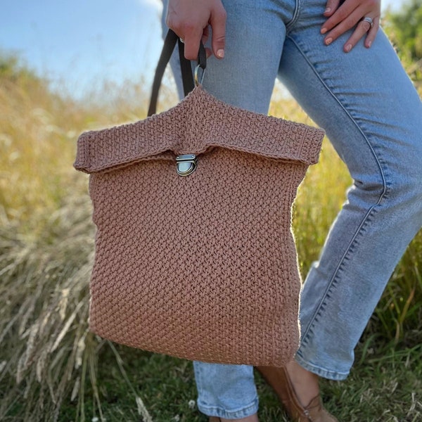 CROCHET PATTERN - Herringbone Backpack - Crochet Textured Bag Pattern - Instant Download PDF