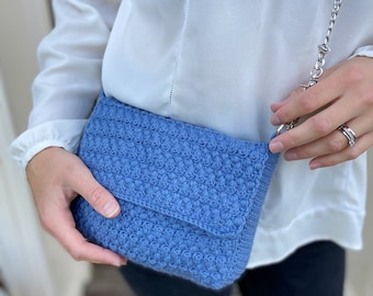 CROCHET PATTERN / Denim Envelope Crochet Bag Pattern/Crochet Shoulder Bag/Crochet Clutch Bag - Easy Crochet PDF Pattern