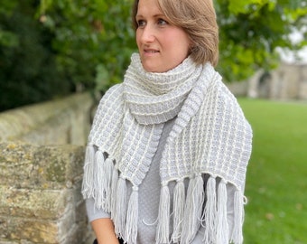 CROCHET PATTERN / Stormy Stripe Crochet Scarf - Textured stripe scarf - oversized winter scarf - Instant Download PDF Crochet Pattern