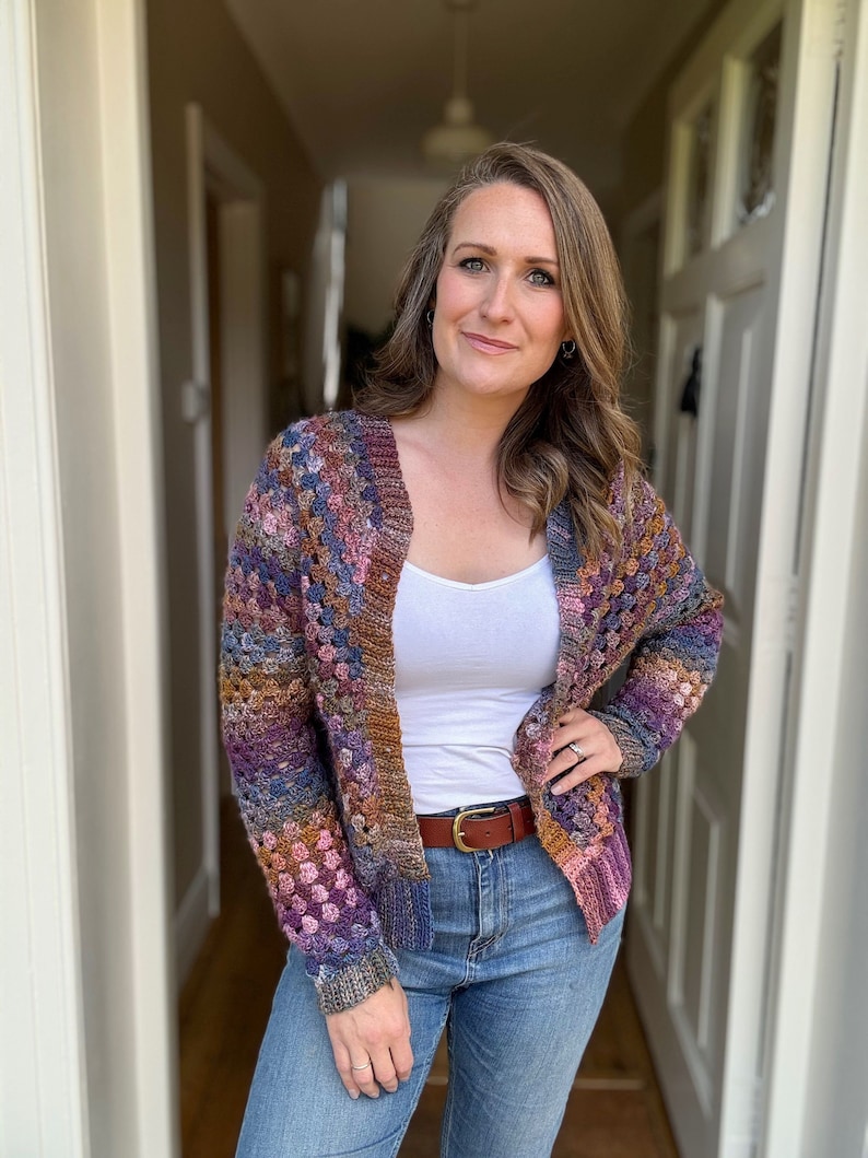 Top Down Crochet Granny Stitch Cardigan Pattern PDF | XS-5XL (30-62" Chest) | Short Sleeve Summer Crochet Cardigan Instant Download image 9