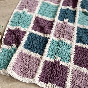 CROCHET PATTERN / Billow Cable Crochet Blanket / Patchwork Crochet Blanket Pattern / Colorful Crochet Baby Blanket image 8