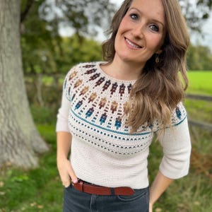 CROCHET PATTERN + VIDEO Starlight Sweater Crochet Pattern | Mosaic Crochet Sweater Pattern | Top Down Yoke Adult Sizes Xs - 5xl immagine 8