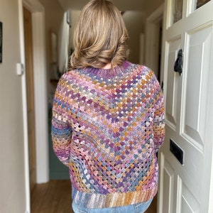 Top Down Crochet Granny Stitch Cardigan Pattern PDF | XS-5XL (30-62" Chest) | Short Sleeve Summer Crochet Cardigan Instant Download image 5