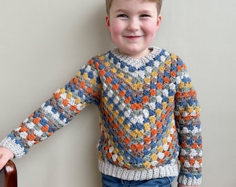 CROCHET PATTERN | Child Granny Stitch Sweater Pattern | Sizes Newborn to 10 Years | PDF Instant Download
