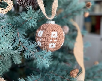 CROCHET PATTERN / Crochet Christmas Bauble Decoration / Spots and Squares Bauble - PDF Crochet Pattern