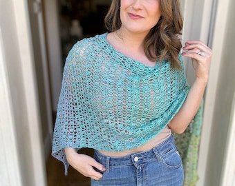 Lightweight Lacy Poncho Crochet Pattern PDF Adult Size Crochet  Rectangle Poncho Instant Download