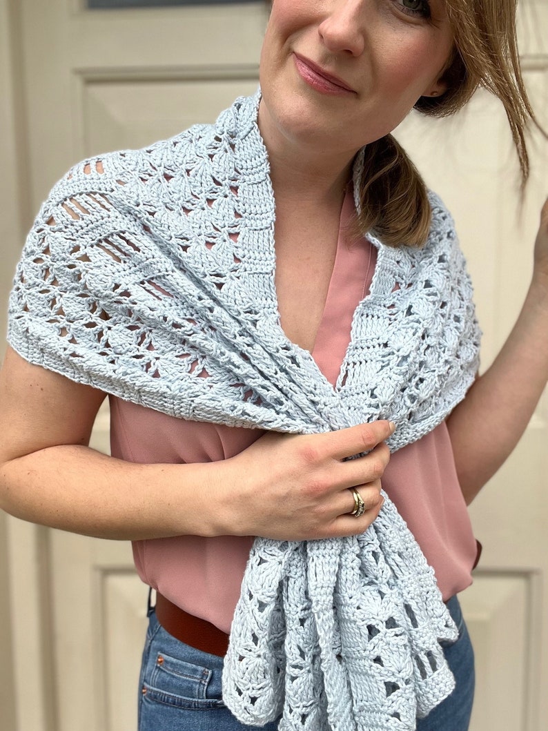 CROCHET PATTERN / Evelyn Wrap /crochet shrug/ lacy crochet wrap pattern/ Crochet Wrap with Sleeves/ Crochet Summer Shawl / image 2