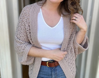 Easy Cocoon Cardigan Crochet Pattern PDF | XS-5XL (30-62" Chest) | Corner to Corner Cardigan or Shrug | Instant Download