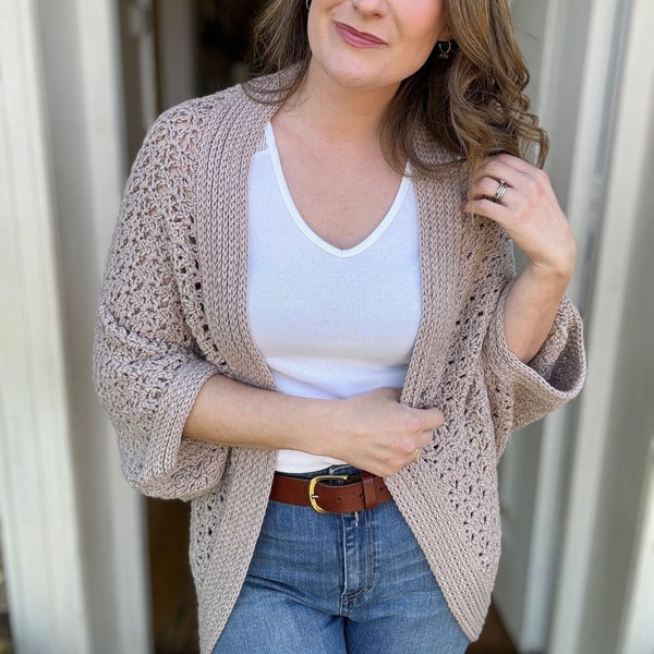 Easy Cocoon Cardigan Crochet Pattern PDF | XS-5XL (30-62" Chest) | Corner to Corner C2C Blanket Shrug | Instant Download by HanJan