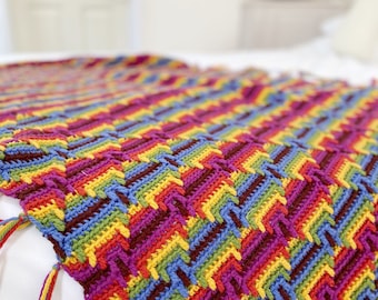 CROCHET PATTERN & VIDEO Overlay Mosaic Crochet Blanket | Diamond Mosaic Afghan | Chart included | Instant Download by HanJan