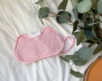 CROCHET PATTERN / Crochet Eye Mask Pattern with Cat Ears and Bow / PDF Crochet Pattern / Cute Crochet Gift