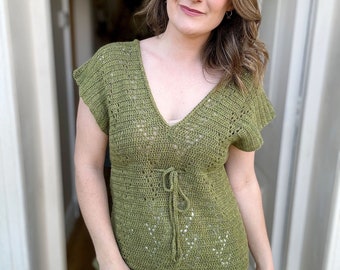 CROCHET PATTERN & VIDEO| Verona Tee | Filet Crochet t-shirt Pattern | Stylish Sleeveless Beginner Crochet Top | Pdf by HanJan