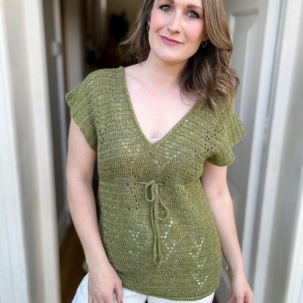CROCHET PATTERN & VIDEO| Verona Tee | Filet Crochet t-shirt Pattern | Stylish Sleeveless Beginner Crochet Top | Pdf by HanJan