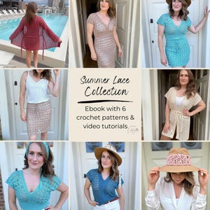 CROCHET PATTERN EBOOK/ Wedge Lace Collection, 6 Pattern Ebook, Crochet Summer Patterns, Includes Video Tutorials, Crochet Lace