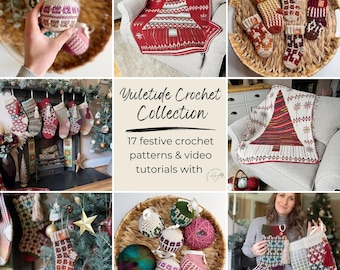 Yuletide Crochet Pattern Collection – Digital E-Book, 17 Christmas Crochet Designs, Blankets, Stockings, Baubles  Charts & Video Tutorials