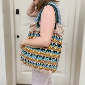 CROCHET PATTERN / Hayden Mosaic Crochet Tote Bag / PDF crochet pattern / Summer crochet bag image 4