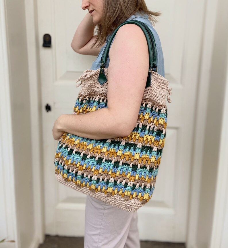 CROCHET PATTERN / Hayden Mosaic Crochet Tote Bag / PDF crochet pattern / Summer crochet bag image 4