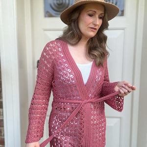 CROCHET PATTERN & VIDEO Lace Crochet Cardigan | Sleeveless, Long Sleeved Beach Cover Up With Belt | Sizes Xs-5X | Tutorial, Instant Download image 12