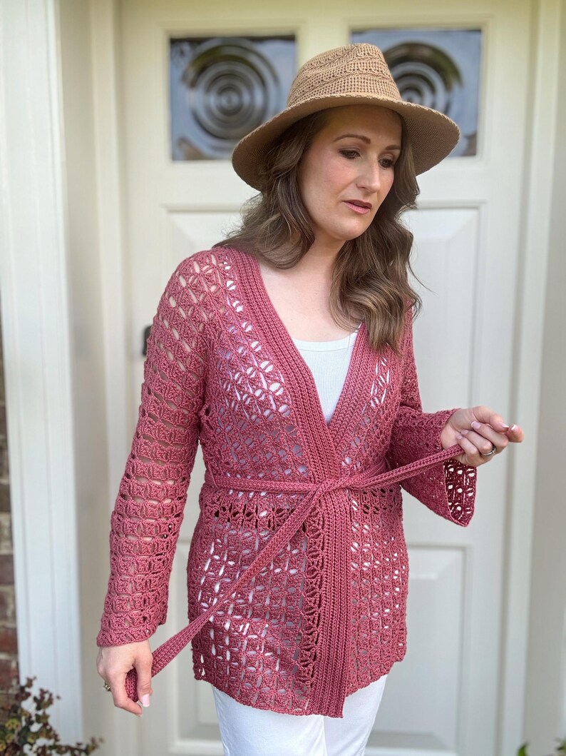 CROCHET PATTERN & VIDEO Lace Crochet Cardigan | Sleeveless, Long Sleeved Beach Cover Up With Belt | Sizes Xs-5X | Tutorial, Instant Download image 12