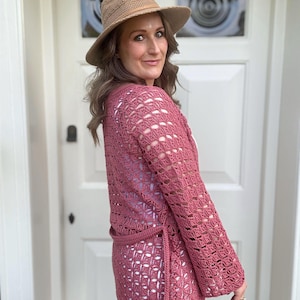 CROCHET PATTERN & VIDEO Lace Crochet Cardigan | Sleeveless, Long Sleeved Beach Cover Up With Belt | Sizes Xs-5X | Tutorial, Instant Download image 9