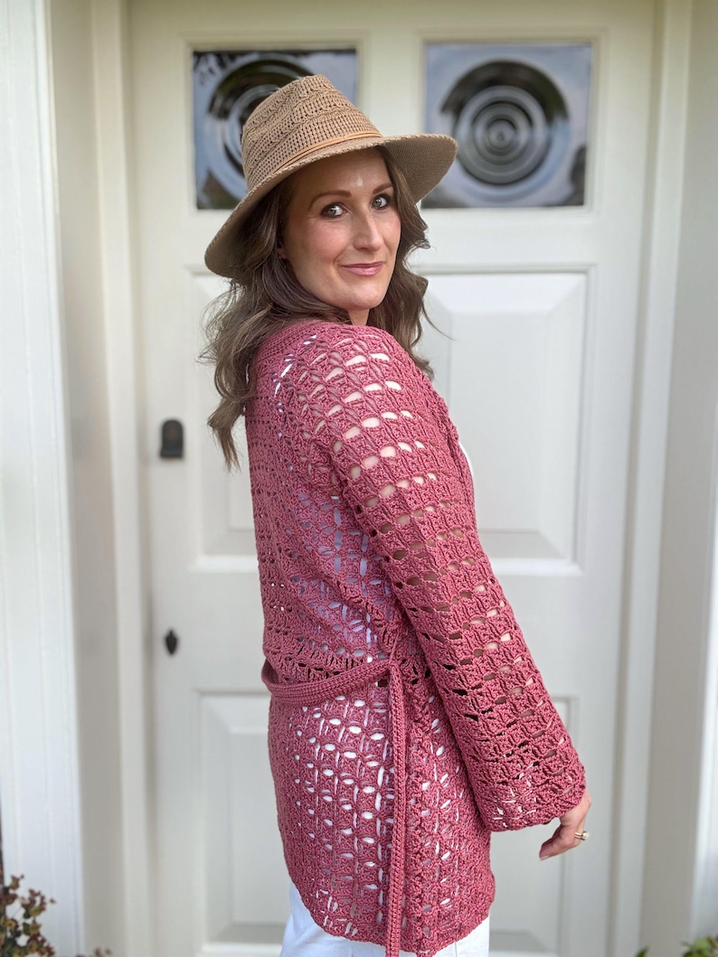 CROCHET PATTERN & VIDEO Lace Crochet Cardigan | Sleeveless, Long Sleeved Beach Cover Up With Belt | Sizes Xs-5X | Tutorial, Instant Download image 9