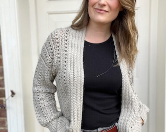 CROCHET PATTERN & VIDEO/ Mirabilis Puff Stitch Crochet Cardigan Pattern / Pdf crochet pattern / modern textured crochet cardigan