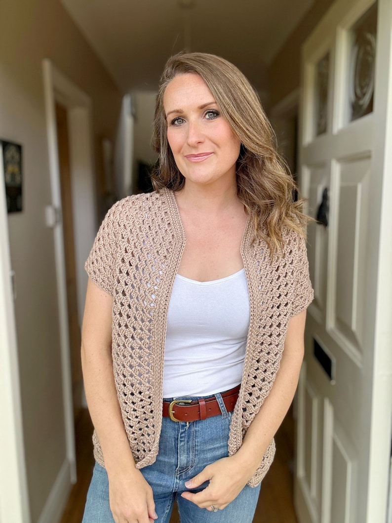 Top Down Crochet Granny Stitch Cardigan Pattern PDF | XS-5XL (30-62" Chest) | Short Sleeve Summer Crochet Cardigan Instant Download image 7