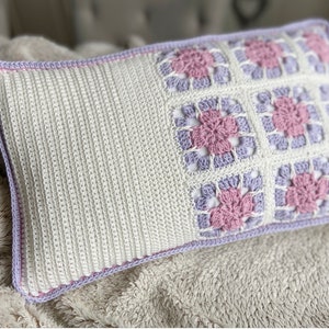CROCHET PATTERN/ Crochet Floral Granny Square Cushion Pattern / Crochet Pillow Pattern / Crochet Home Decor PDF Pattern image 4