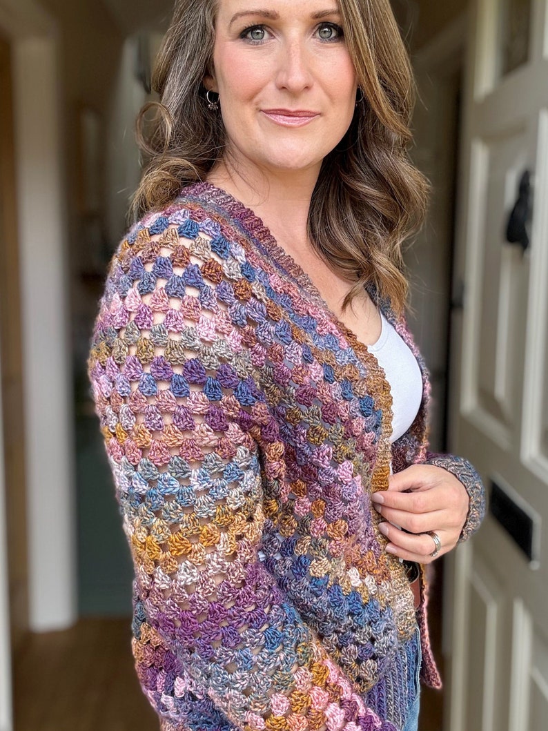 Top Down Crochet Granny Stitch Cardigan Pattern PDF | XS-5XL (30-62" Chest) | Short Sleeve Summer Crochet Cardigan Instant Download image 2