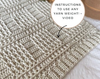 CROCHET PATTERN & VIDEO | Thick Crochet Blanket Pattern | Quick, Easy Bulky Blanket | Beginner-Friendly Throw | Pdf Pattern Download
