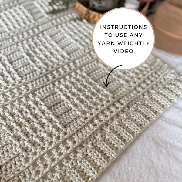 CROCHET PATTERN & VIDEO | Thick Crochet Blanket Pattern | Quick, Easy Bulky Blanket | Beginner-Friendly Throw | Pdf Pattern Download