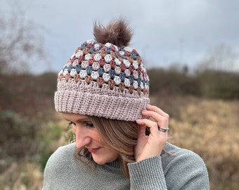CROCHET PATTERN & VIDEO/ Crochet Granny Hat Pattern / Granny Stripe Beanie / Granny Stitch Hat Child to Adult Sizes / Pdf Pattern