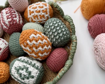 CROCHET PATTERN + VIDEO — Easter Eggs, Decorative Covers, Mosaic Crochet, Spring Home Decor, Pdf