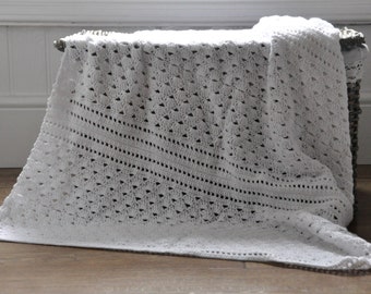 CROCHET PATTERN / White Shell Lace Blanket/ Crochet Blanket / - Instant Download PDF Crochet Pattern