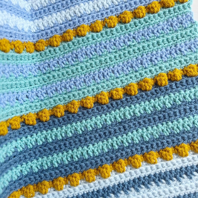 CROCHET PATTERN /Bright Bobble Stitch Crochet Baby Blanket Easy Crochet Blanket Instant Download PDF Crochet Pattern image 6