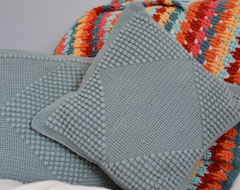 CROCHET PATTERN / Diamond Bobble Cushions / Bobble Stitch Crochet Cushion Pattern / Modern Textured Pillow / PDF Crochet Pattern