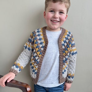 CROCHET PATTERN + VIDEO | Granny Stitch Child Cardigan Crochet Pattern | Sizes Newborn to 10 Years | Pdf Instant Download | Top Down