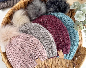 CROCHET PATTERN & VIDEO Easy Beanie Tweed Hat Pattern | Baby to Adult Sizes Unisex | Beginner Friendly | Instant Download pdf