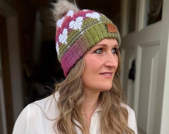 CROCHET PATTERN + VIDEO Happy Hearts Hat | Heart Beanie Pattern | Mosaic Crochet Valentine | 6 Sizes Baby to Adult pdf